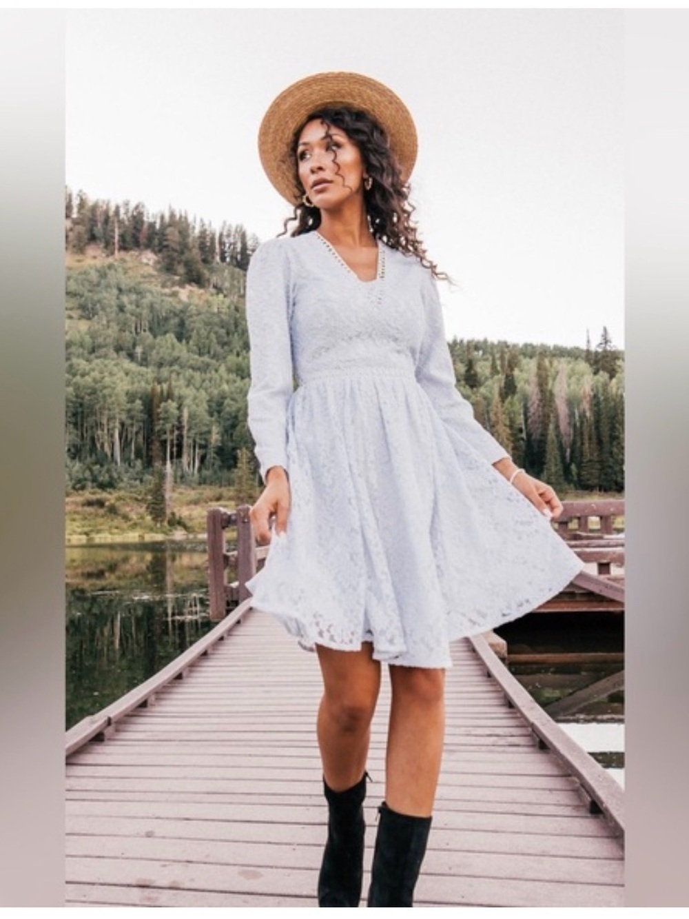 JessaKae Leah Ryder Light Blue Lace Circle Mini Dress Wedding Guest Womenโs 2X